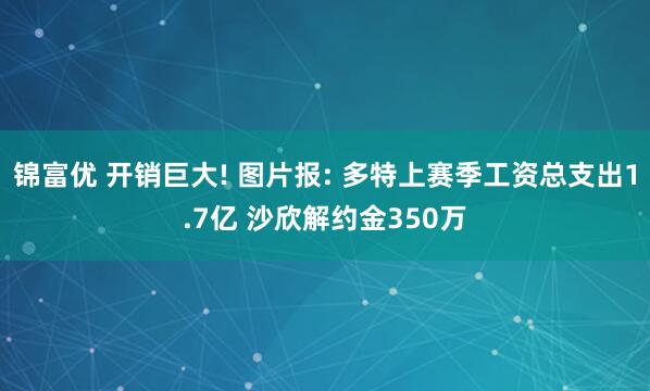 锦富优 开销巨大! 图片报: 多特上赛季工资总支出1.7亿 沙欣解约金350万
